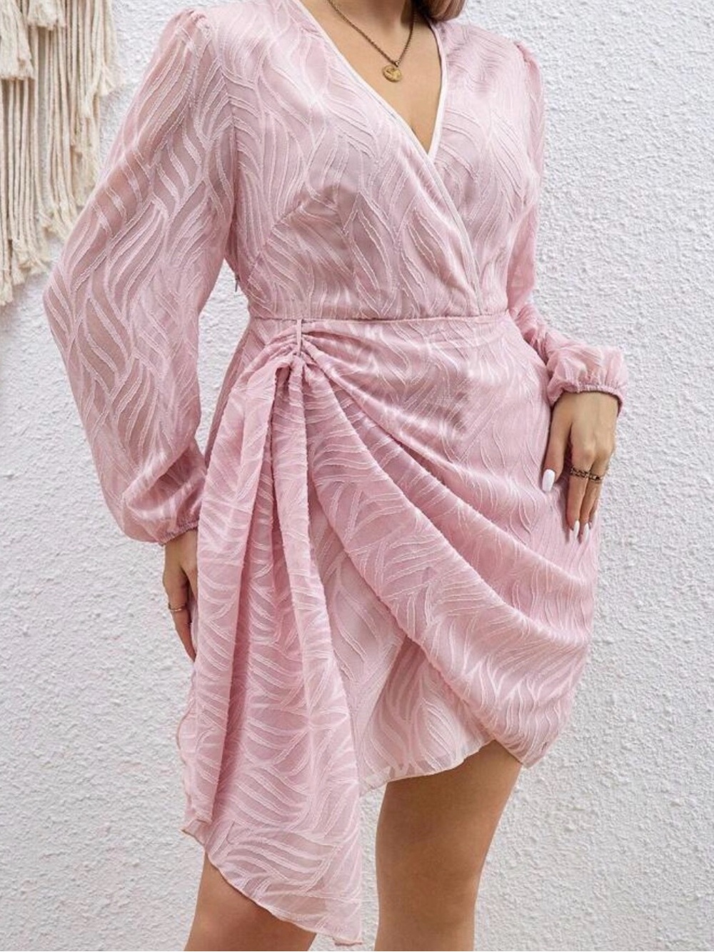 Elegant Pink Wrap Mini Dress